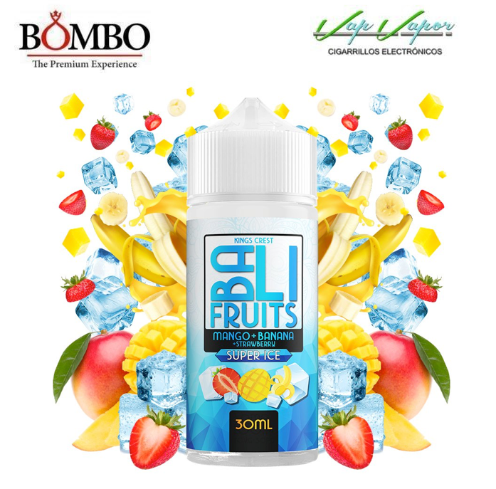 FLAVOUR Mango Banana Strawberry SUPER ICE 30ml (inside 120ml bottle) Longfill BALI FRUITS Kings Crest