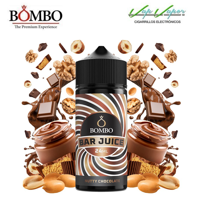 FLAVOUR Nutty Chocolate 24ml (bottle of 120ml) Longfill Bar Juice by Bombo