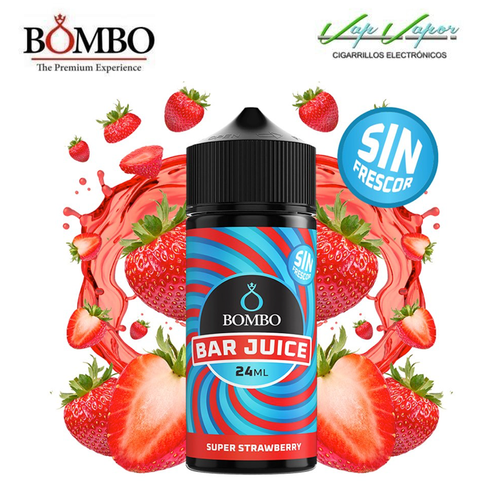 FLAVOUR Super Strawberry NO FRESHNESS 24ml (bottle of 120ml) Longfill Bar Juice by Bombo