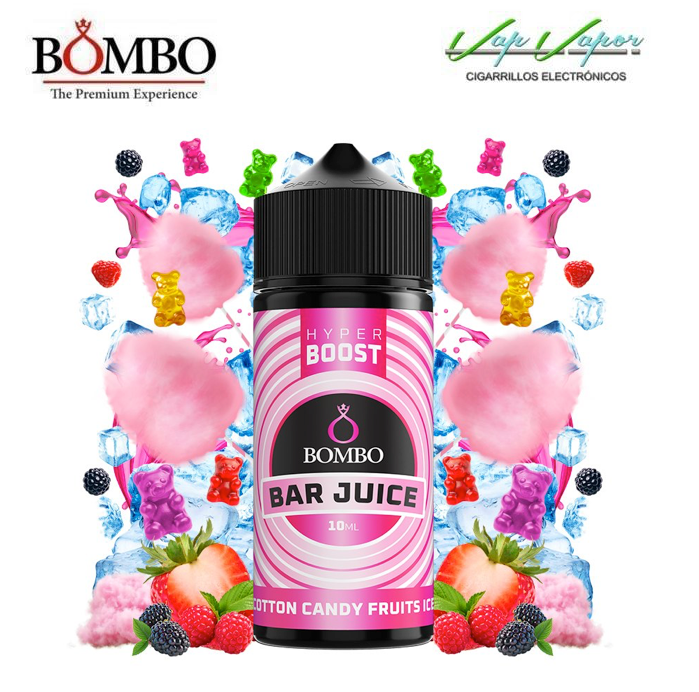 AROMA HYPER BOOST Cotton Candy Fruits ICE 10ml (en botella de 120ml) Longfill Bar Juice by Bombo (Algodón Azúcar, Frutos Rojos)