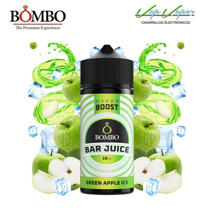 AROMA HYPER BOOST Green Apple ICE 10ml (en botella de 120ml) Longfill Bar Juice by Bombo (Manzana Verde, Frescor)