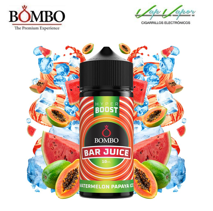 AROMA HYPER BOOST Watermelon Papaya ICE 10ml (en botella de 120ml) Longfill Bar Juice by Bombo (Sandía, Papaya, Frescor)
