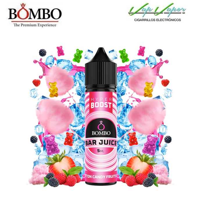 FLAVOUR HYPER BOOST Cotton Candy Fruits ICE  5ml (inside 60ml bottle) Longfill Bar Juice by Bombo 
