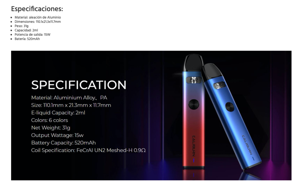 Caliburn A2 520mah Uwell