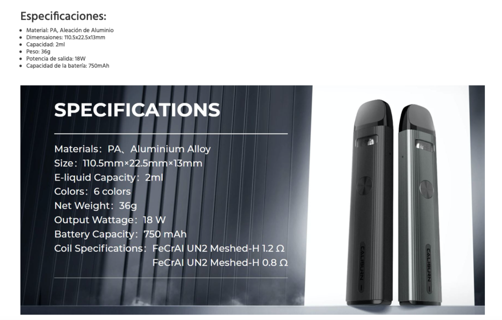 OFERTA!!! Caliburn G2 750mah Uwell