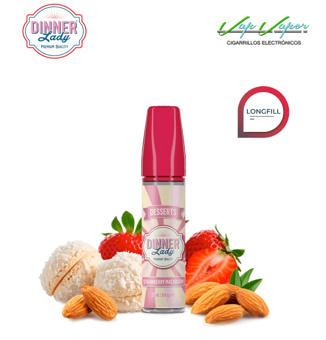 AROMA Strawberry Macaroon 14ml (en botella de 60ml) Longfill Dinner Lady 