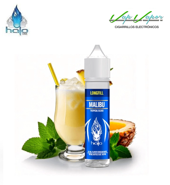 AROMA Halo Malibu 12ml (longfill botella 60ml) Piña colada tropical con toque mentolado.