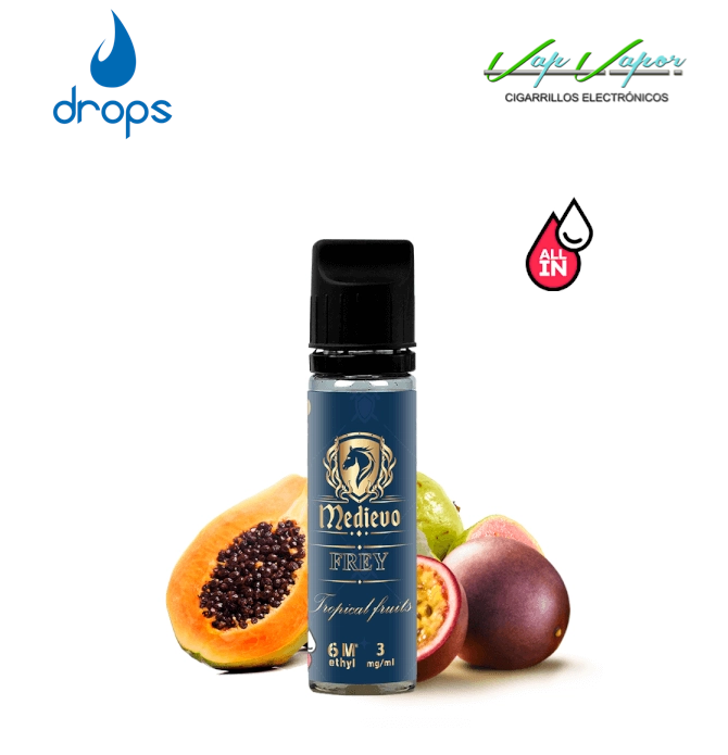 AROMA DROPS All in Medievo Frey 10ml (para hacer 60ml) con nicotina de 3mg/10mg/20mg (Guayaba, Maracuyá)