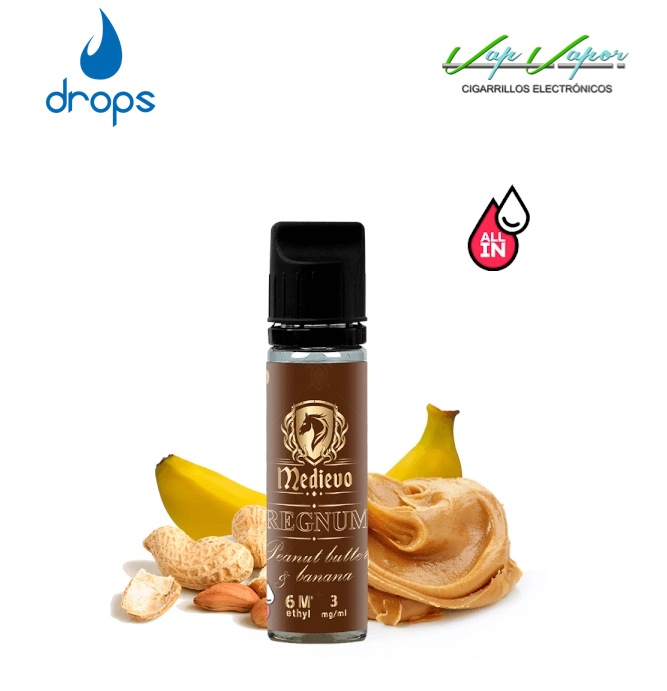AROMA DROPS All in Medievo Regnum 10ml (para hacer 60ml) con nicotina de 3mg/10mg/20mg (Plátano, Cacauete, Crocanti galleta)