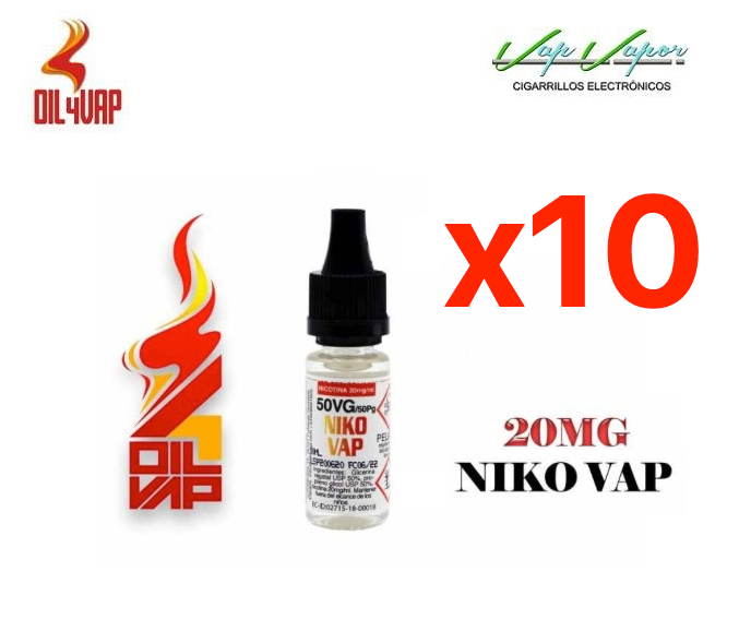 PROMOTION !!! PACK OF 10 Nicokits Niko-Vap 10ml (20mg) 50PG/50VG Oil4Vap