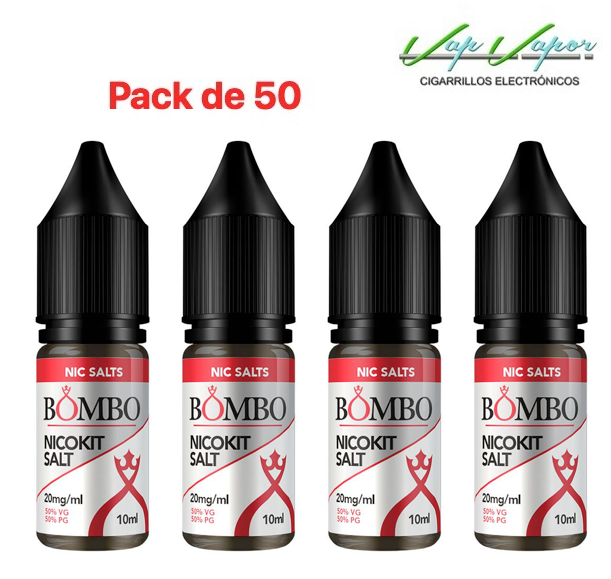 OFERTA!!! PACK DE 50 Nicokits BOMBO SALTS  10ml 50%VG 50%PG (20mg)