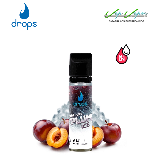 AROMA DROPS All in Plum ICE 10ml (para hacer 60ml) con nicotina de 3mg/10mg/20mg Bar Juice (Ciruelas, Frescor)