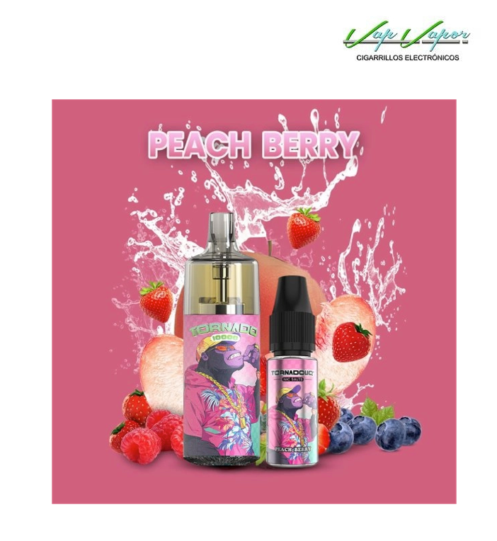 Disposable Pod Peach Berry 10.000PUFFS TORNADO empty  + Gift Eliquid 10ml (10mg/20mg) TPD Europe
