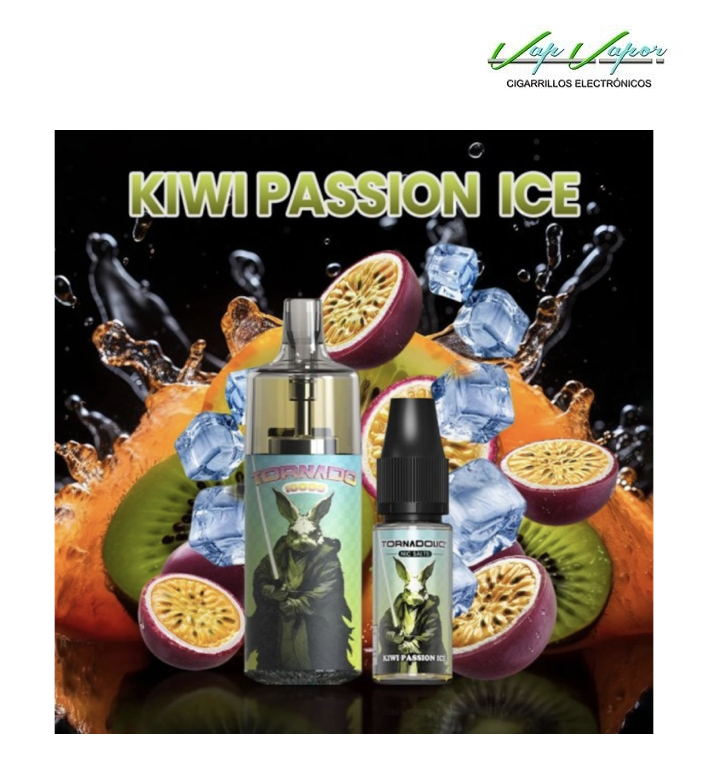 Pod Desechable Kiwi Passion ICE 10.000CALADAS TORNADO vacío  + Líquido regalo 10ml (10mg/20mg) TPD Europa