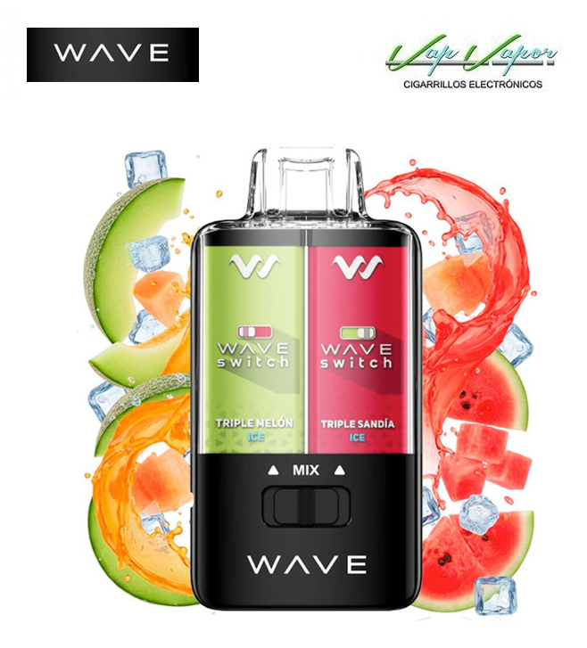 Disposable Pod MIX 3 flavours - Watermelon Triple ICE / Melon Triple ICE or MIX 40.000 puffs (0mg) 16ml - 750mah Bud Vape Wave Switch