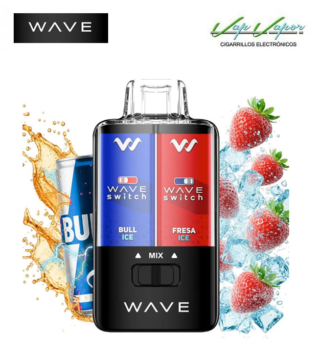 Disposable Pod MIX 3 flavours - Bull ICE / Strawberry ICE or MIX 40.000 puffs (0mg) 16ml - 750mah Bud Vape Wave Switch