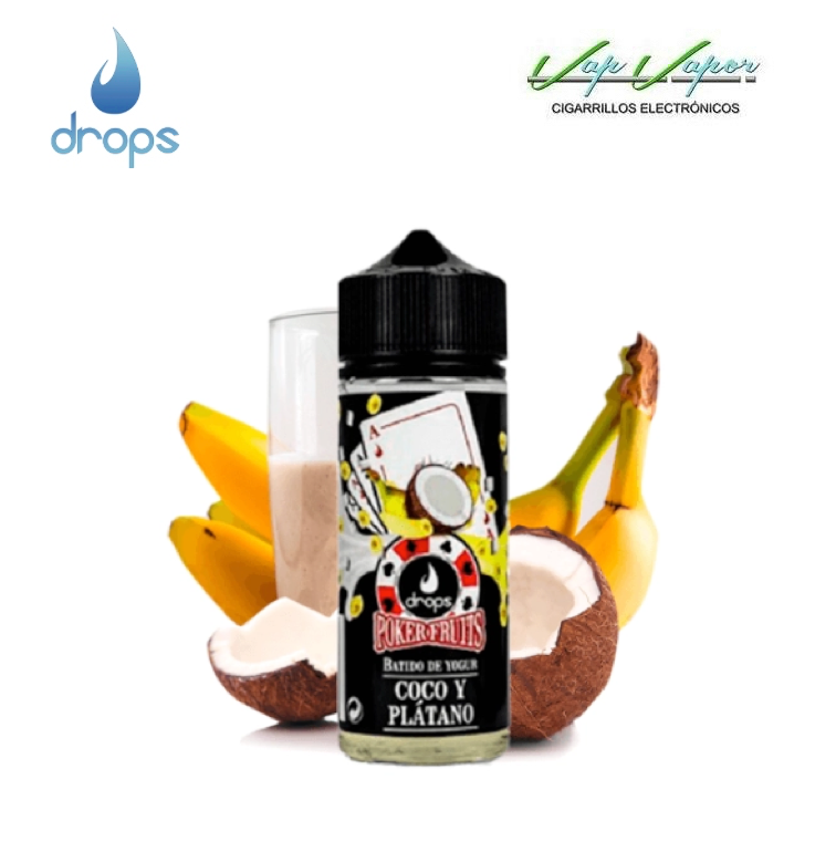 OFERTA!!! AROMA DROPS Poker Fruits Batido de Coco y Plátano 40ml (longfill botella 120ml)