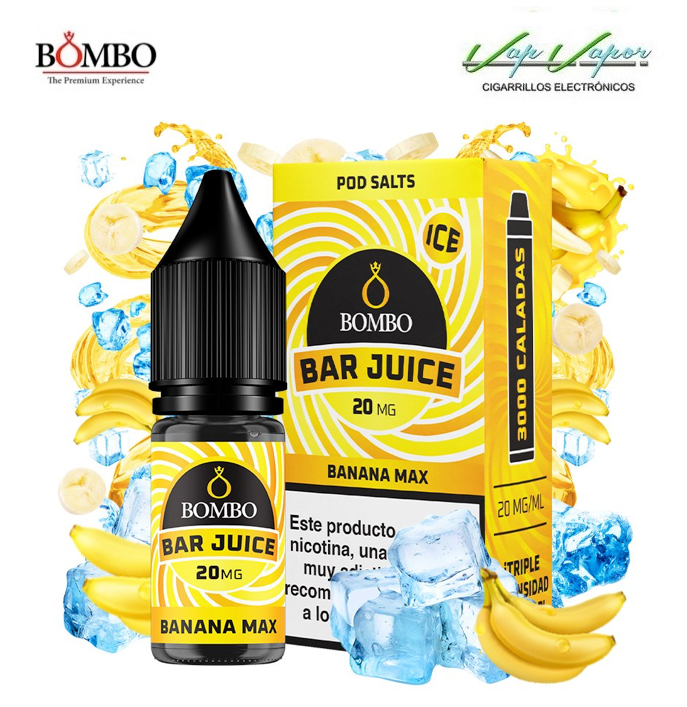 SALTS Banana Max ICE Bar Juice by Bombo 10ml (0mg/5mg/10mg/15mg/20mg) Sweet, creamy, refreshing banana.