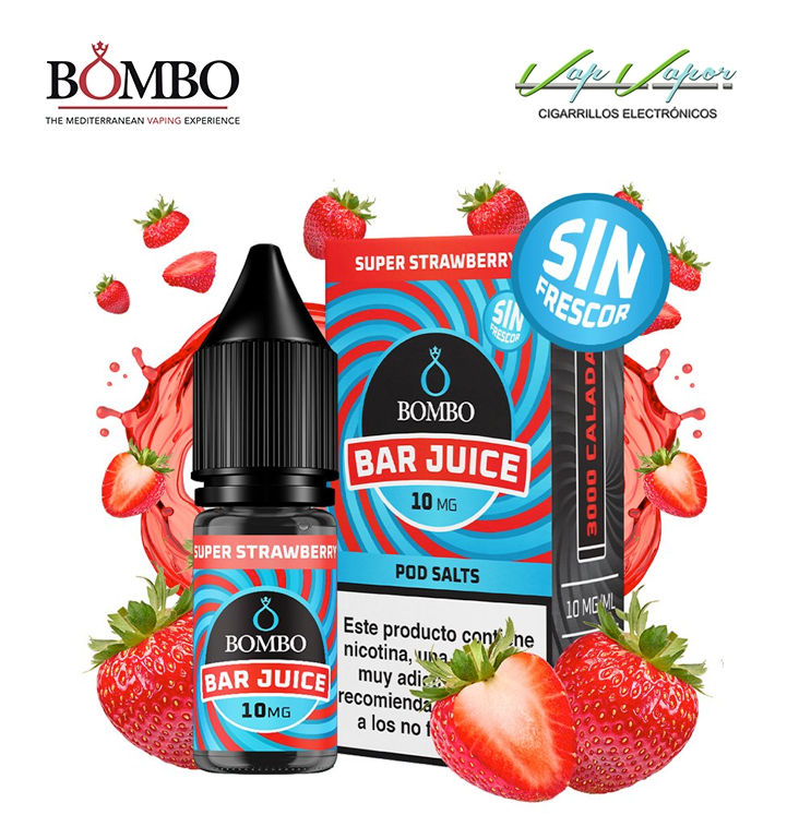 SALES Super Strawberry SIN FRESCOR Bar Juice by Bombo 10ml (10mg/15mg/20mg) Super Fresa 