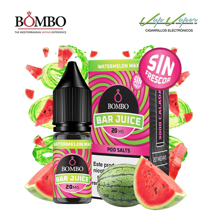 SALES Watermelon MAX SIN FRESCOR Bar Juice by Bombo 10ml (10mg/15mg/20mg) Sandía sin Frescor