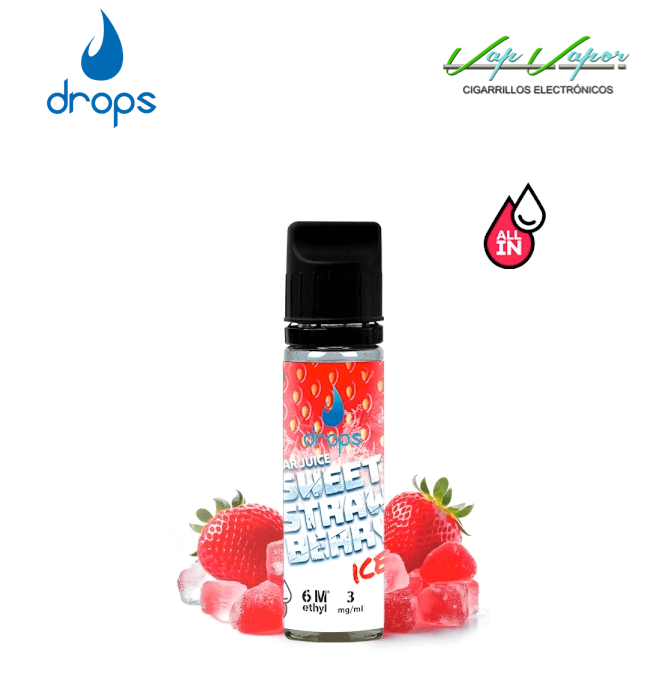CONCENTRATE DROPS All in Sweet Strawberry ICE 10ml (to make 60ml) with 3mg/10mg/20mg nicotine 