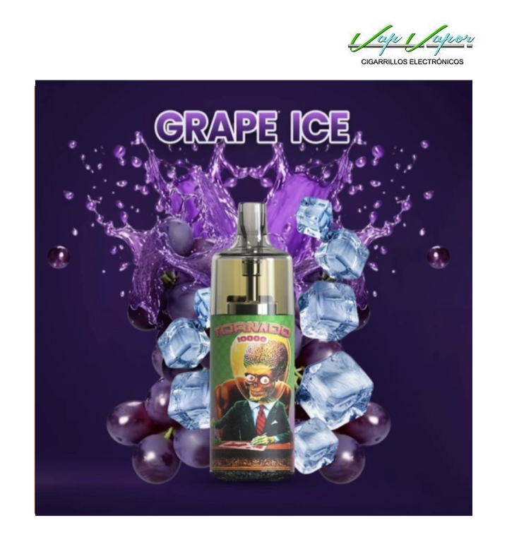 Pod Desechable GRAPE ICE 10.000CALADAS TORNADO vacío  + Líquido regalo 10ml (10mg/20mg) TPD Europa