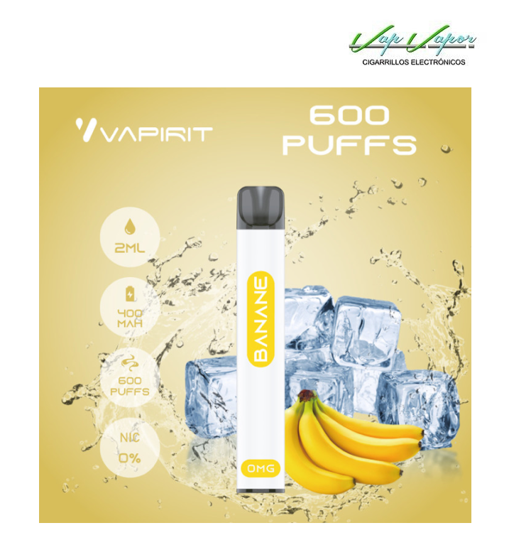 PROMOTION!!! Disposable Pod  BANANA (Banane) (0mg) 600PUFFS 2ml 450mah Vapirit