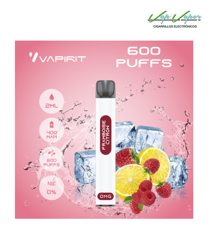 PROMOTION!!! Disposable Pod LEMON and RASPBERRY (Framboise Citron) (0mg) 600PUFFS 2ml 450mah Vapirit